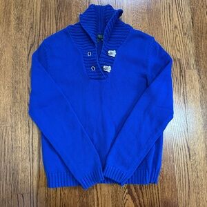 Lauren Ralph Lauren Royal Blue Shawl Collar Toggle Sweater